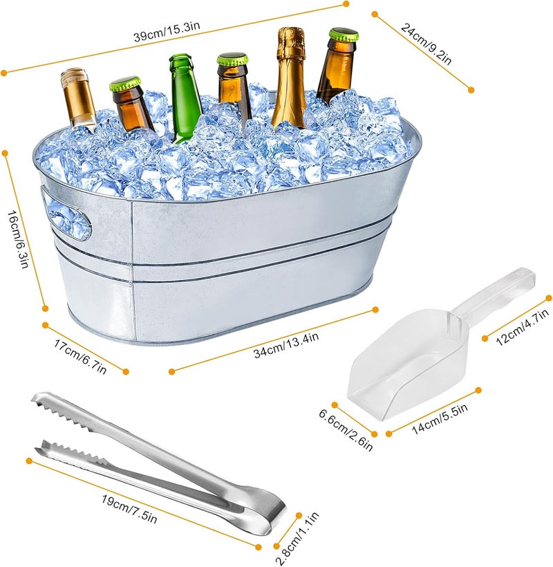 IKAYAS 4 Gallon Ice Buckets for Parties, Galvanized Metal Ice Bucket Ice Tub with Scoop for Cocktail Bar Mimosa Bar Supplies, Large Champagne Bucket Beer bucket Metal Tub (3 Pack) - Image 2